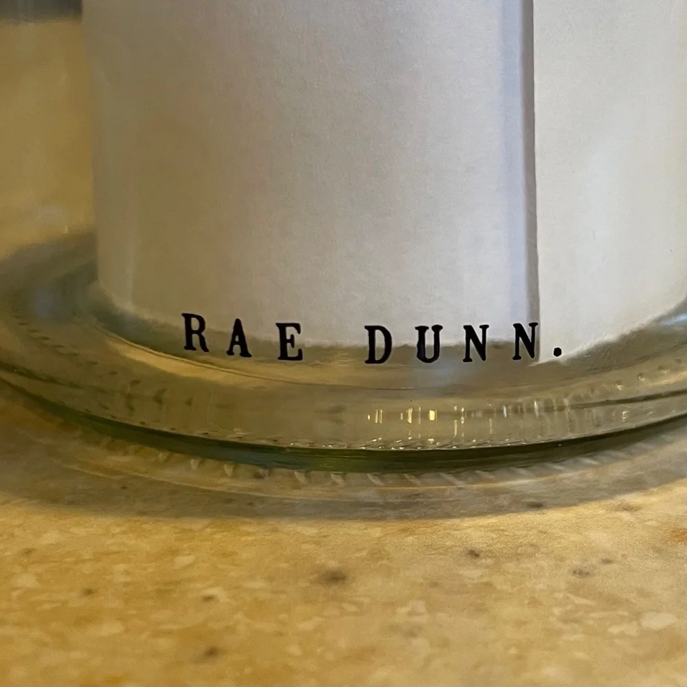 Rae Dunn Vanity Set Glass Wood Jar Containers Cotton Swabs Cotton Rounds